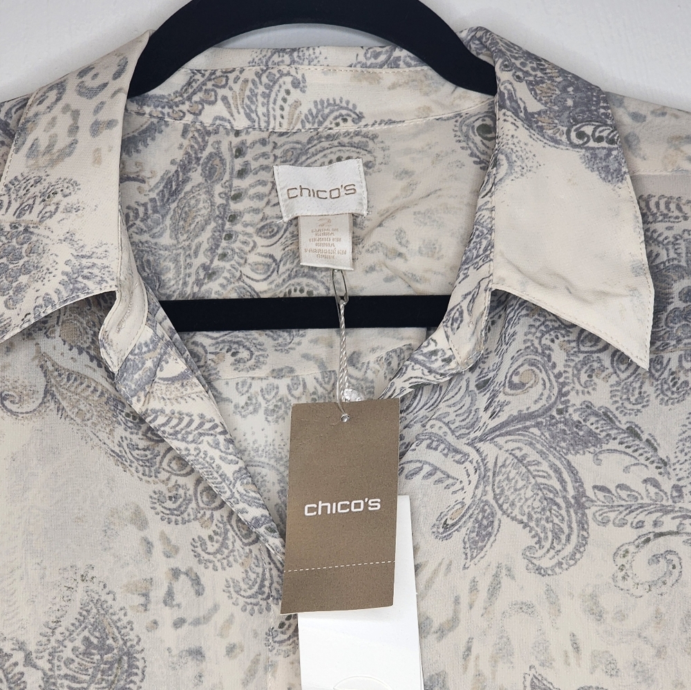 CHICOS SIZE 2 Paisley top. NWT - Picture 2 of 4